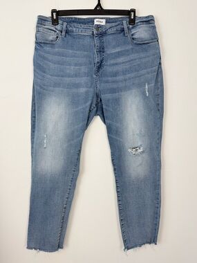 Pistola Plus Size Jeans. Super Stretchy. High Rise. Raw Hem. Distressed. Size 22